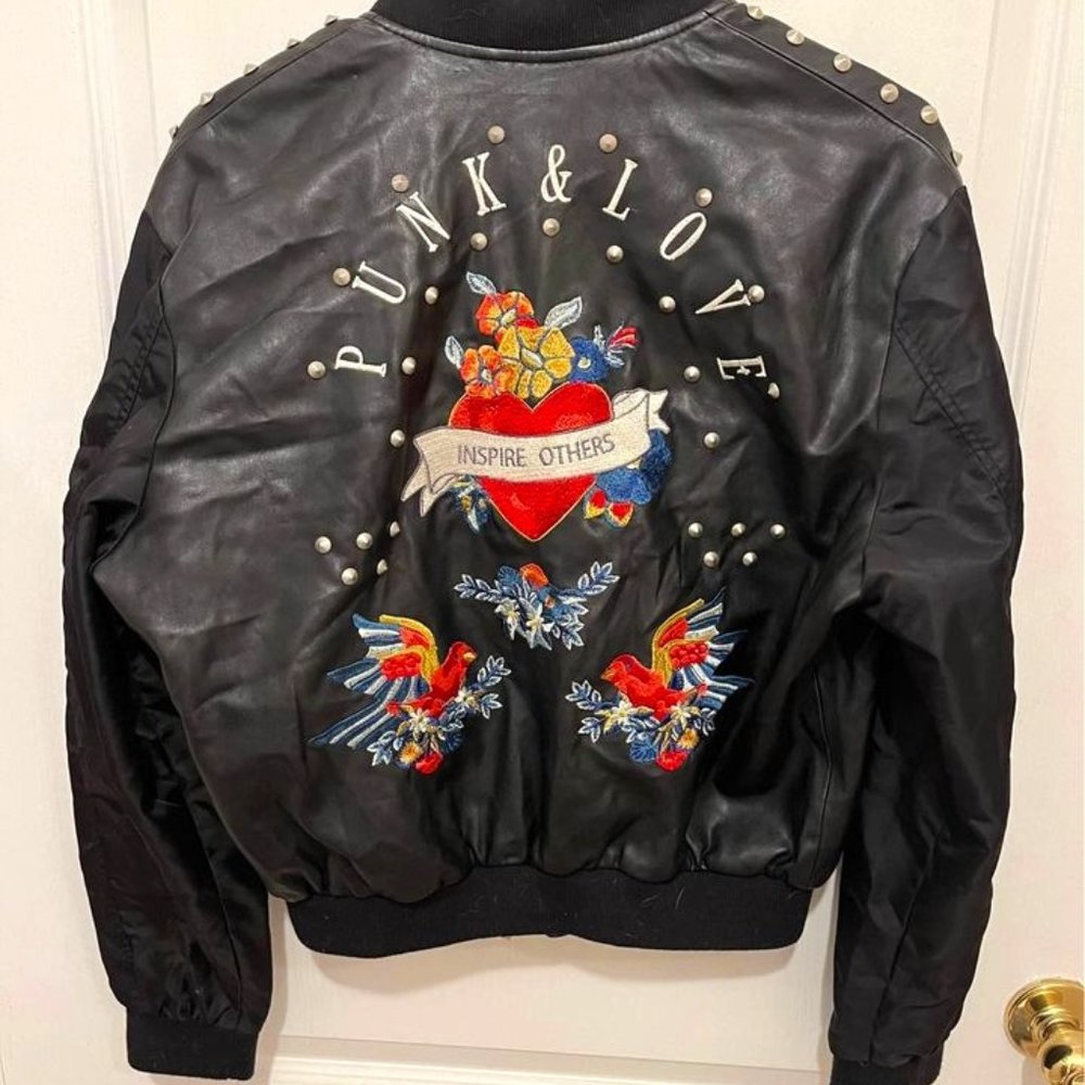 Zara Punk & Love Studded Bomber Jacket (S)